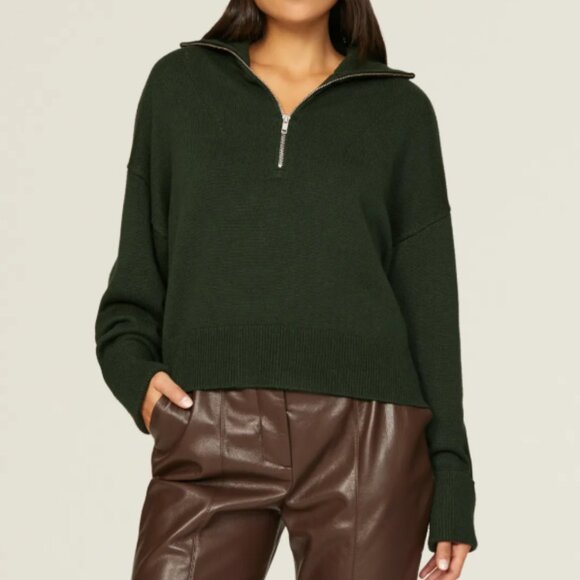 Marissa Webb Green Quarter Zip Sweater Size Small - Picture 1 of 4